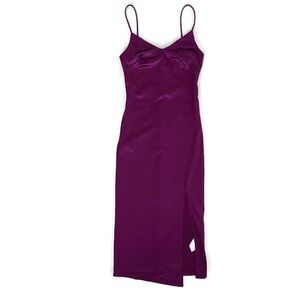 4SI3NNA Spaghetti Strap Evening Dress w/Split Deep Fuchsia Purple Magneta, XS/P